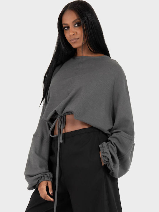 Blouse Women's Blouse Cotton Long Sleeve Gray