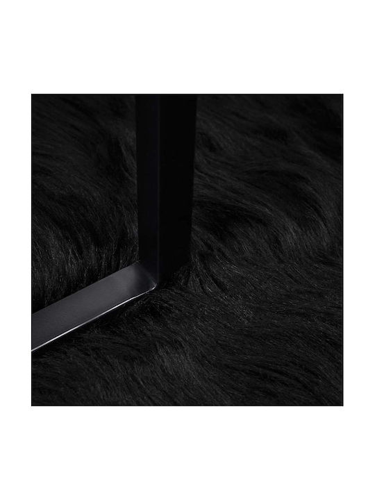 vidaXL Χαλί Τζακιού Δερμάτινο 60x110cm Μαύρο