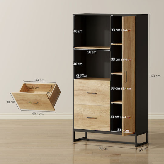 Floor Cabinet Black 88x35x160cm