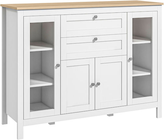 Floor Cabinet Λευκό Και Δρυς 120x40x90cm
