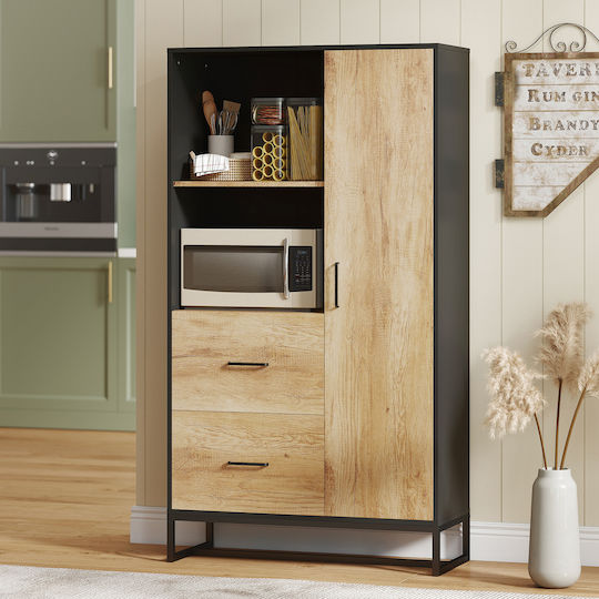 Floor Cabinet Black 88x35x160cm