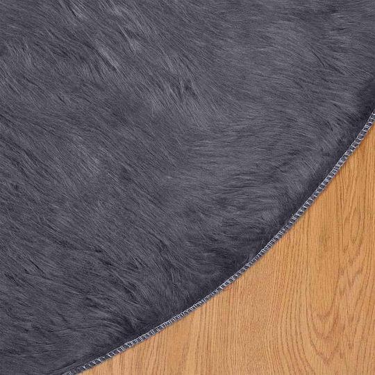 vidaXL Teppich Kamin Rechteckig Leder Charcoal