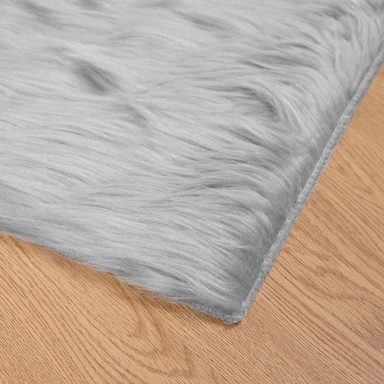 vidaXL Teppich Kamin Rechteckig Leder Gray
