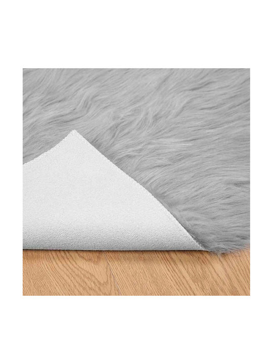 vidaXL Rug Fireplace Rectangular Leather Gray