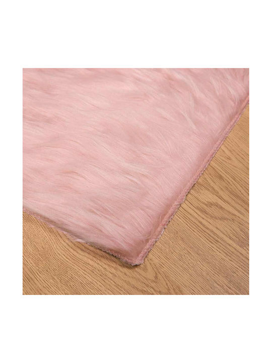 vidaXL Χαλί Τζακιού Ορθογώνιο Δερμάτινο Ροζ 120x120cm