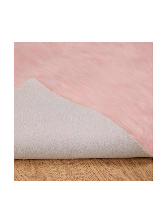 vidaXL Χαλί Τζακιού Ορθογώνιο Δερμάτινο Ροζ 120x120cm