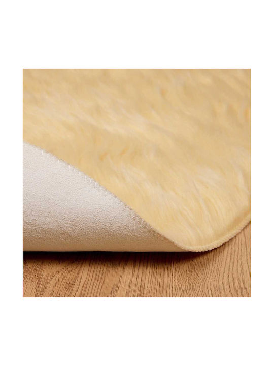 vidaXL Rug Fireplace Rectangular Leather Cream