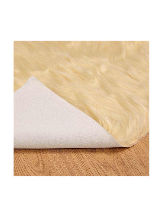 vidaXL Rug Fireplace Rectangular Leather Cream