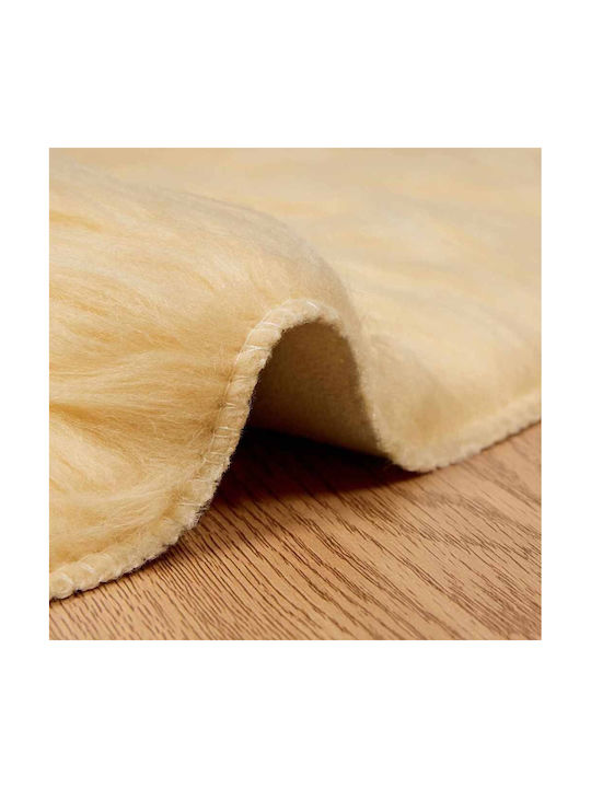 vidaXL Rug Fireplace Rectangular Leather Cream
