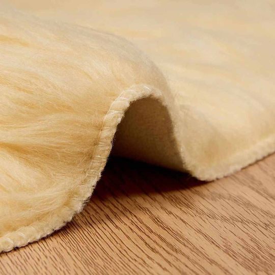 vidaXL Teppich Kamin Rechteckig Leder Cream