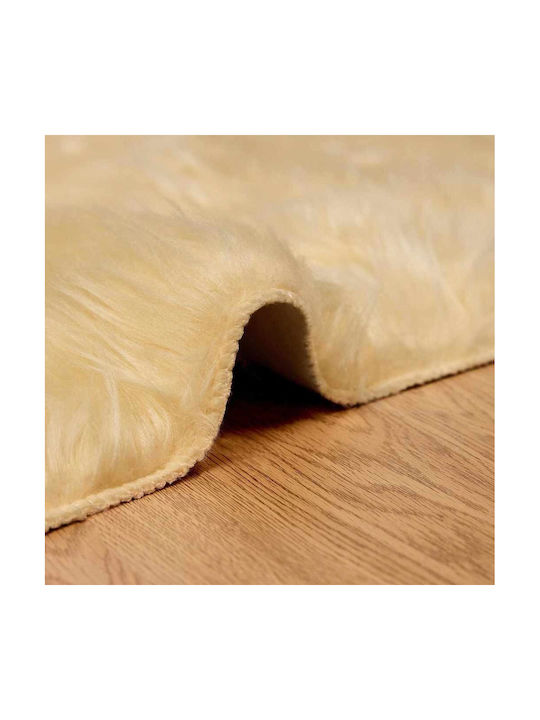 vidaXL Rug Fireplace Rectangular Leather Cream