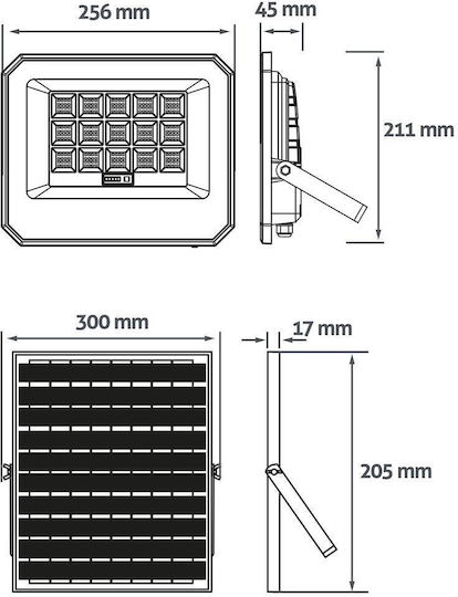 Avide Ηλιακός Προβολέας LED 100W Ρυθμιζόμενο Λευκό με Τηλεχειριστήριο