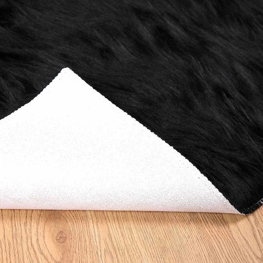 vidaXL Teppich Rechteckig Leder Schwarz