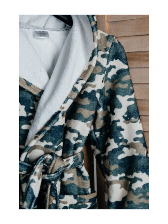Carmel Παιδικό Μπουρνούζι Green Camouflage mit Kapuze