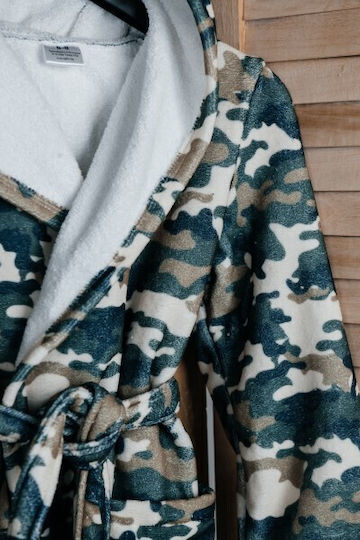 Carmel Halat de Baie pentru Copii Green Camouflage cu Glugă