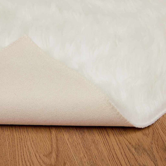 vidaXL Teppich Kamin Rechteckig Synthetisch,Polyester/Cotton/Leather White