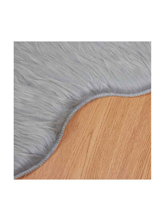 vidaXL Rug Fireplace Rectangular Leather Gray