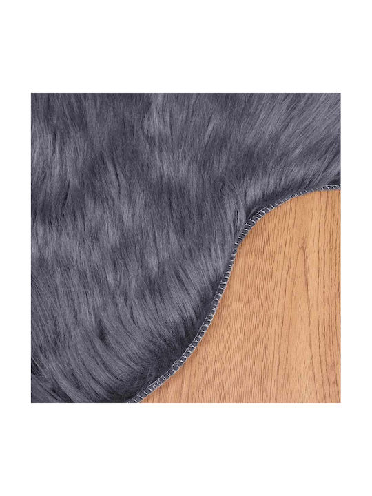 vidaXL Rug Fireplace Rectangular Leather Charcoal