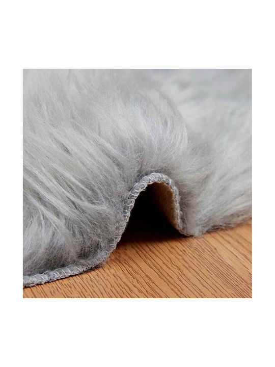 vidaXL Rug Fireplace Rectangular Leather Gray