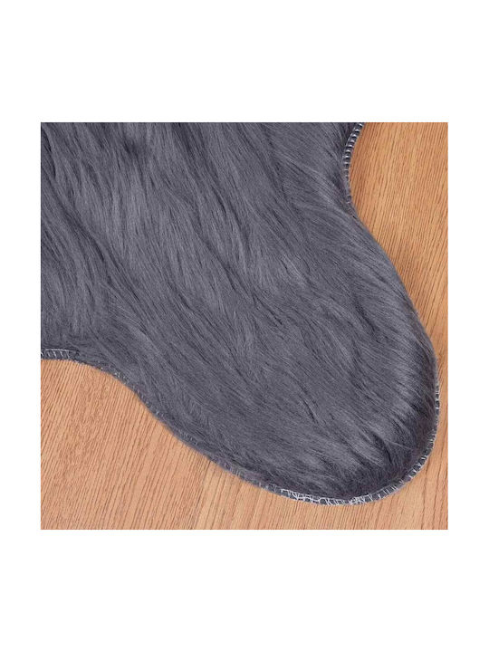 vidaXL Rug Fireplace Rectangular Leather Charcoal
