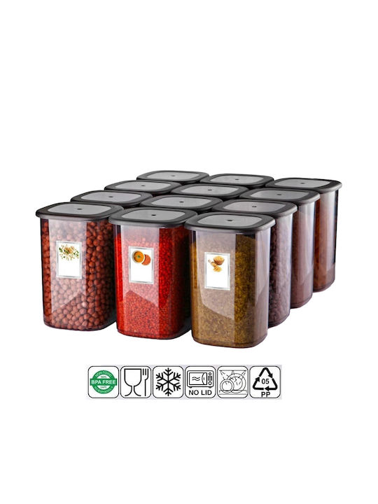 Set 12 Stück Allgemeine Verwendung Glas Grau 1200ml
