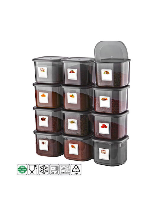 Set 12 Bucăți Vaze Utilizare Generală Cu Capac Sticlă Gri 500ml 12 Bucăți
