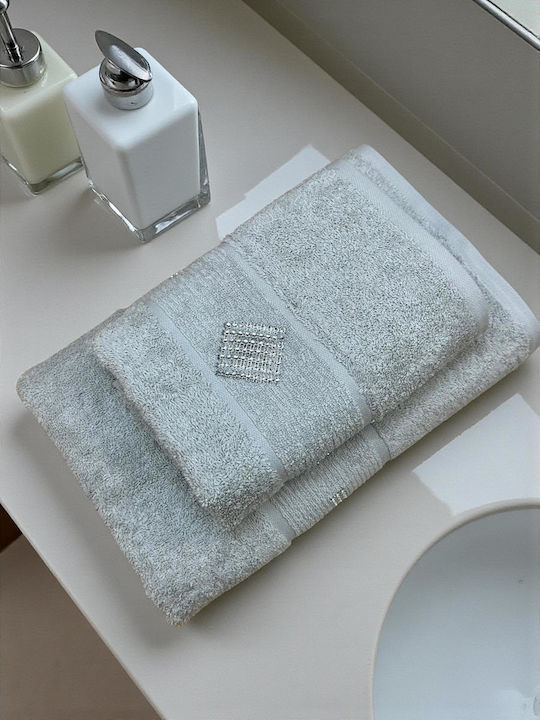 Linea Home Πετσέτα Προσώπου Γκρι 2τμχ Βάρους 500gr/m²