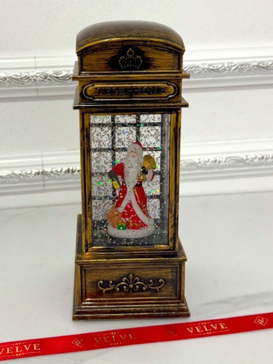 Ornament de Crăciun Lanternă Luminat cu Moș Crăciun Baterie 7x7x20cm 1buc