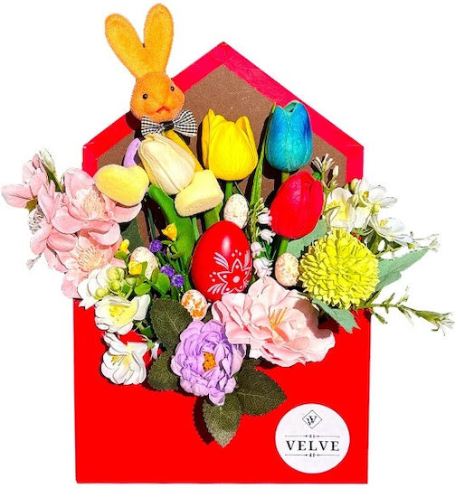 Aranjament Floral Envelo În Suport Tip Plic Flori Artizanale Plante Flori De Săpun Decorațiuni De Paște Roșii