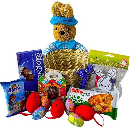 Coș De Paște Schogetten Ciocolată 100g Barni Brioșă 30g Heidi Ciocolată 20g Alka Prăjitură Cu Măr 60g Set De Colorat Ouă De Ciocolată Decorațiuni Tematice Într-un Coș Din Paie