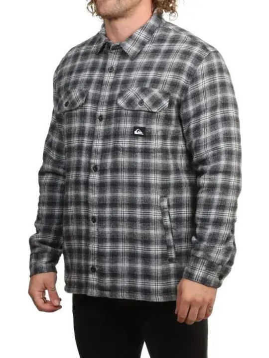 Venture Long Sleeve Overshirt In Wide Line Grey/Black