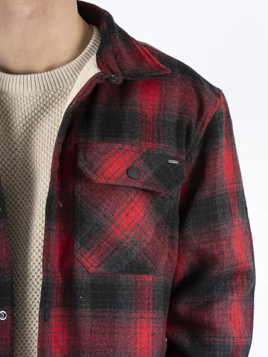 Μακρυμάνικo Overshirt Καρό Κόκκινο