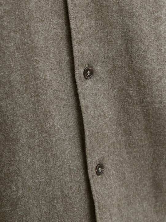Long-sleeved Flannel Shirt Khaki