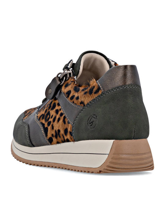 Γυναικεία Ανατομικά Sneakers Χακί Λεοπάρ