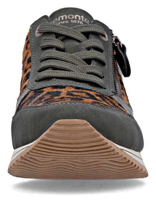 Γυναικεία Ανατομικά Sneakers Χακί Λεοπάρ