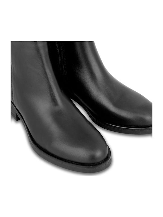 Leder Stiefeletten Damen Schwarz