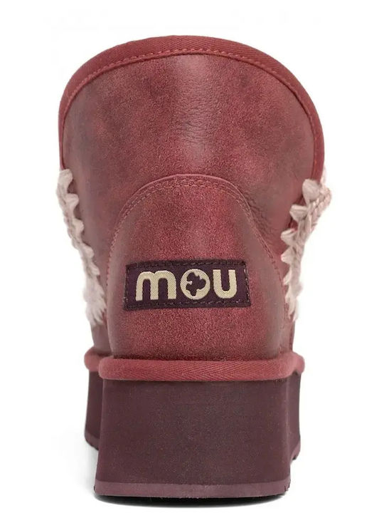 Eskimo 18 Leather Women's Ankle Boots Platform Burgundy