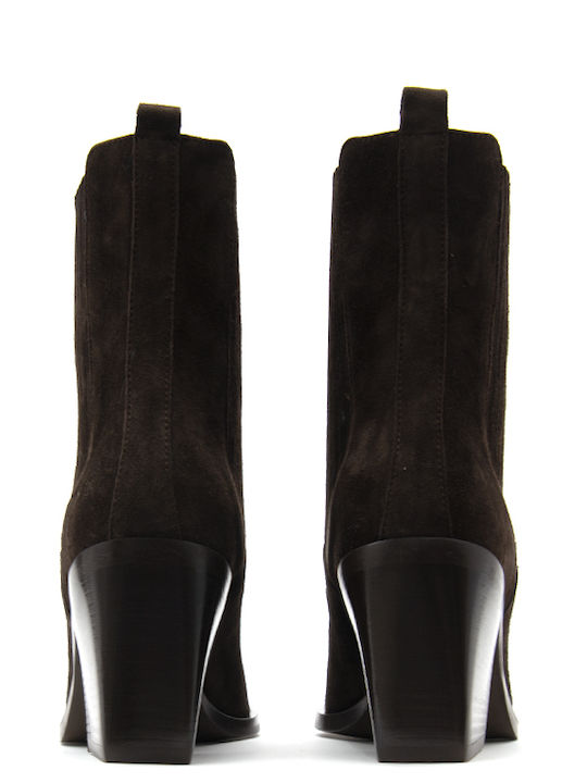 Braune Damen-Wildlederstiefeletten