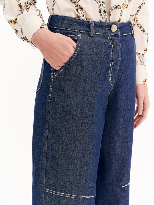 Women's Jean Trousers in Baggy Line Blue