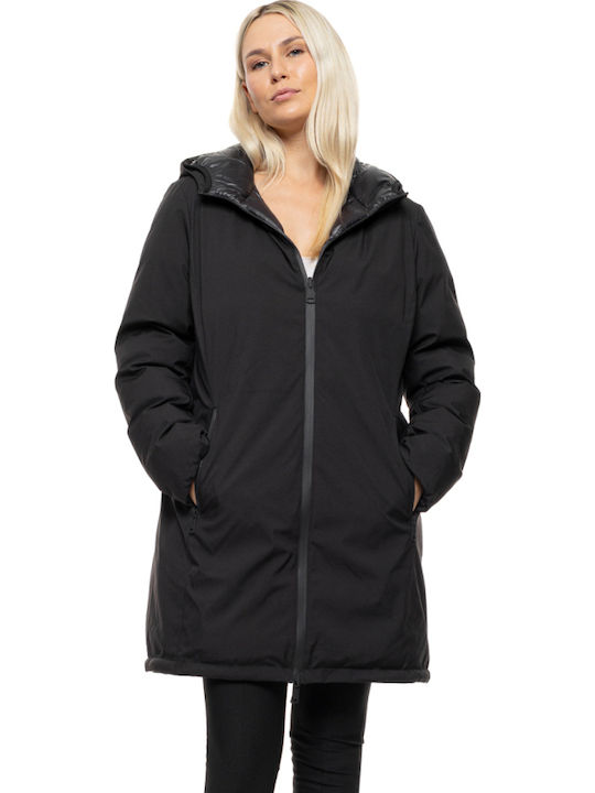 Women's Black Coat with Hood