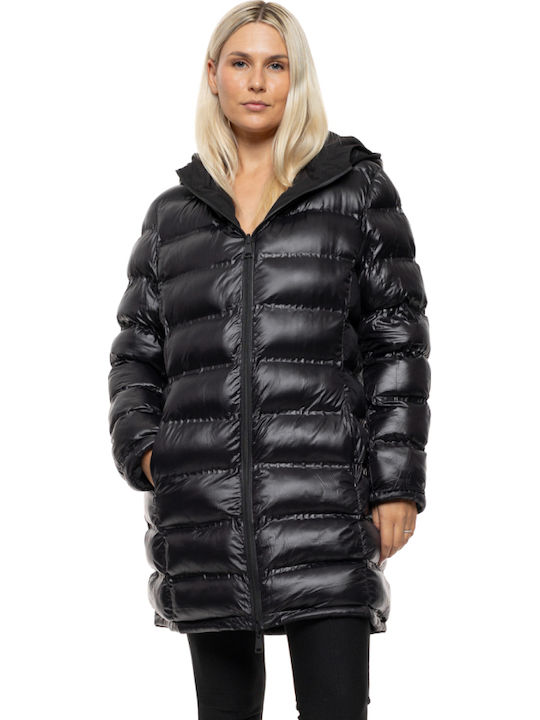 Women's Black Coat with Hood