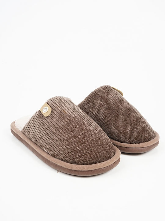 Men's Slippers with Fur Brown