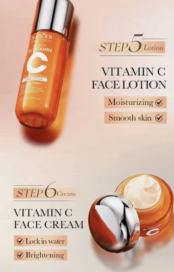 Sadoer 5x Vitamin C Hautpflege-Set für Aufhellung Anti-Aging & Feuchtigkeitsspendend 6Menge