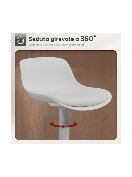Stool Bar with Back & Adjustable Height White