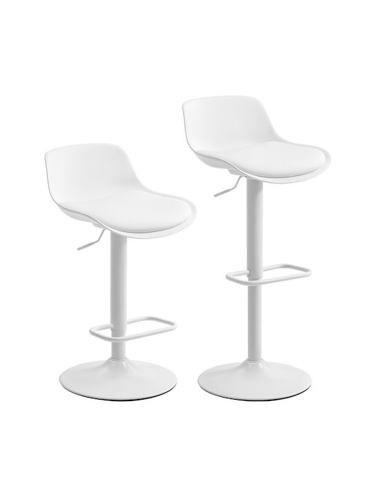 Stool Bar with Back & Adjustable Height White