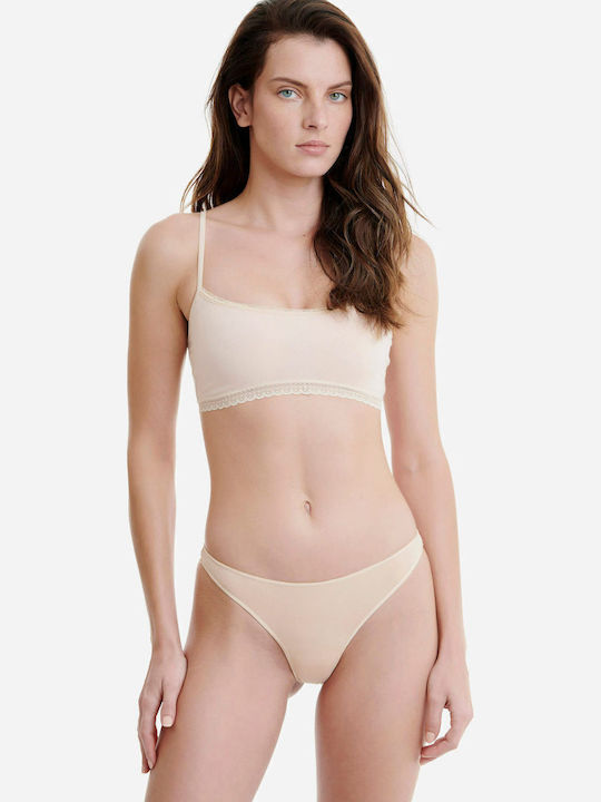 Bamboo Women's String 2Pack Beige