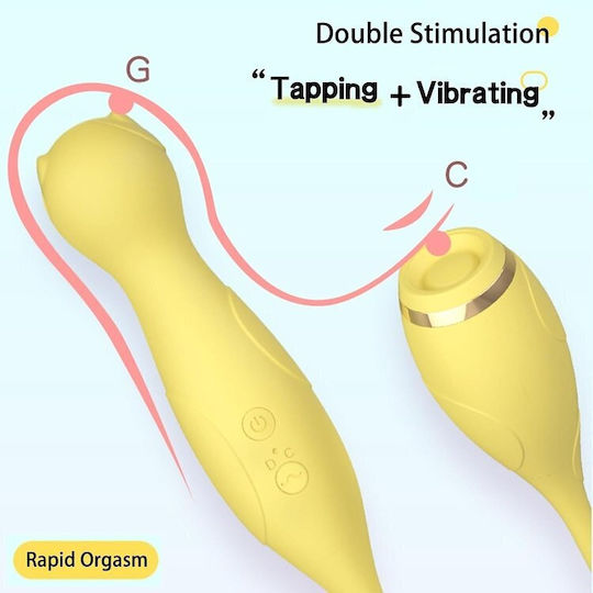 Smd Lilo Kinky Cat Dual-head Clitoral Stimulator Bullet & Egg Vibrator 10 Vibrations Yellow