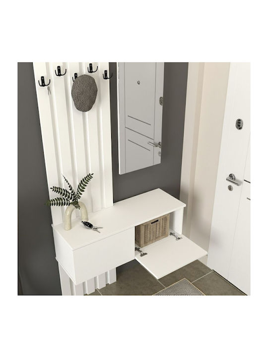 Eingangsmöbel mit Spiegel & Garderobe White 100x35x196.7cm