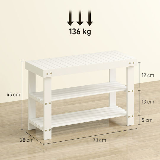 Entry Furniture with Shoe Rack & Bench White 70x28x45cm