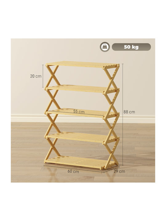 Bamboo Shoe Organizer Beige 60x29x88cm